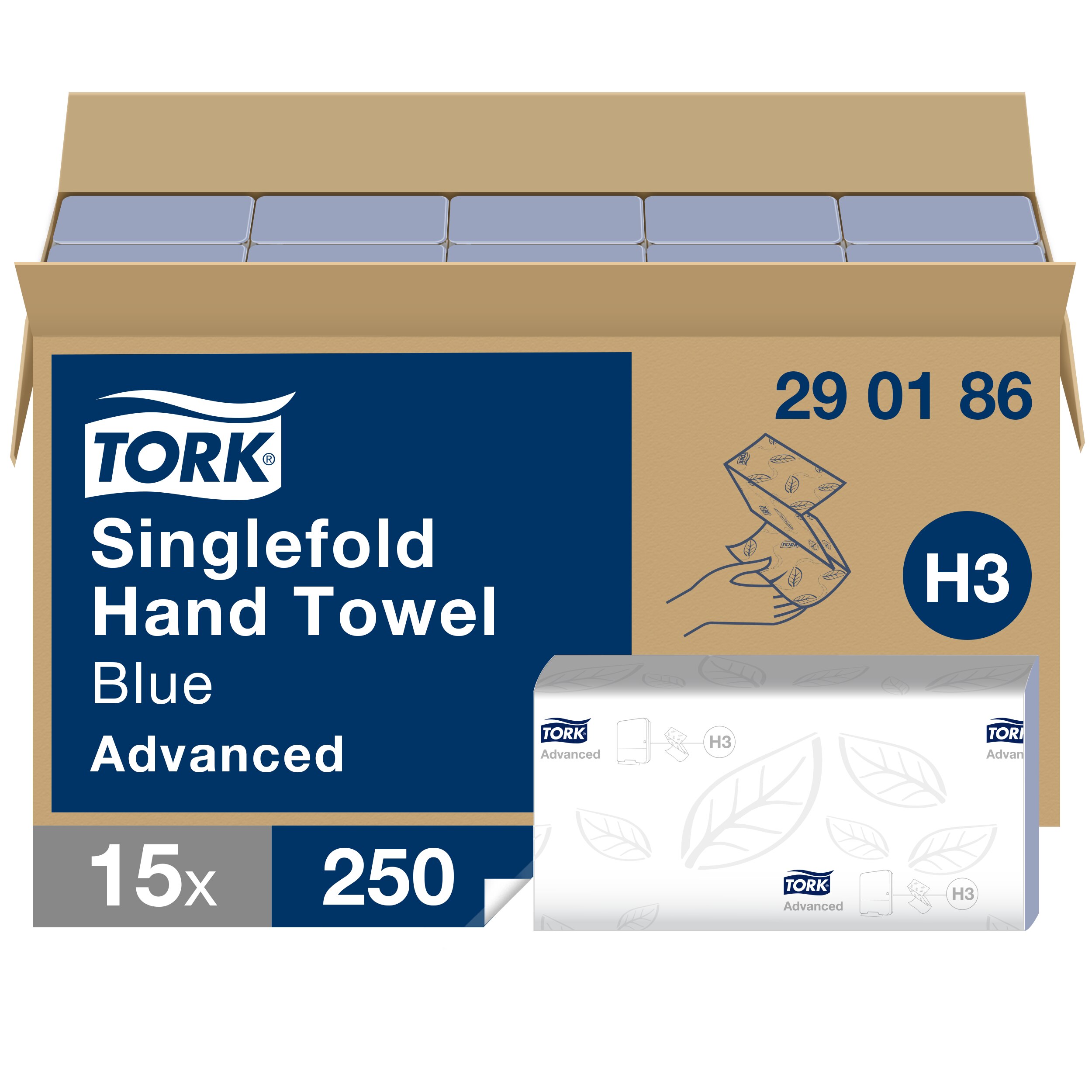 Tork Singlefold Hand Towels Blue H3