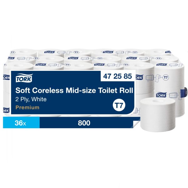 Tork 472585 Premium Soft Coreless Mid-Size Toilet Roll 2-Ply