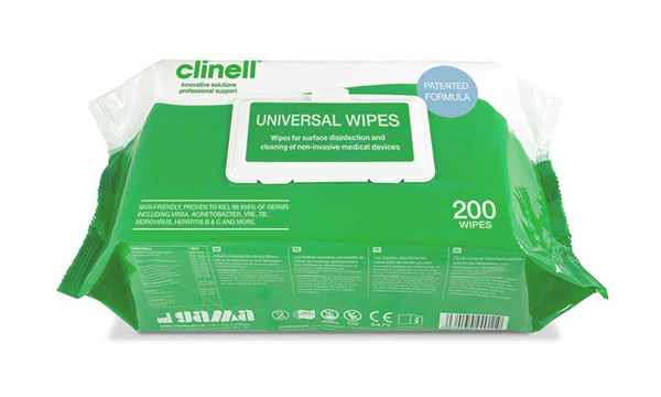 Clinell Universal Sanitsing Wipes 200 Wipes Soft Pack